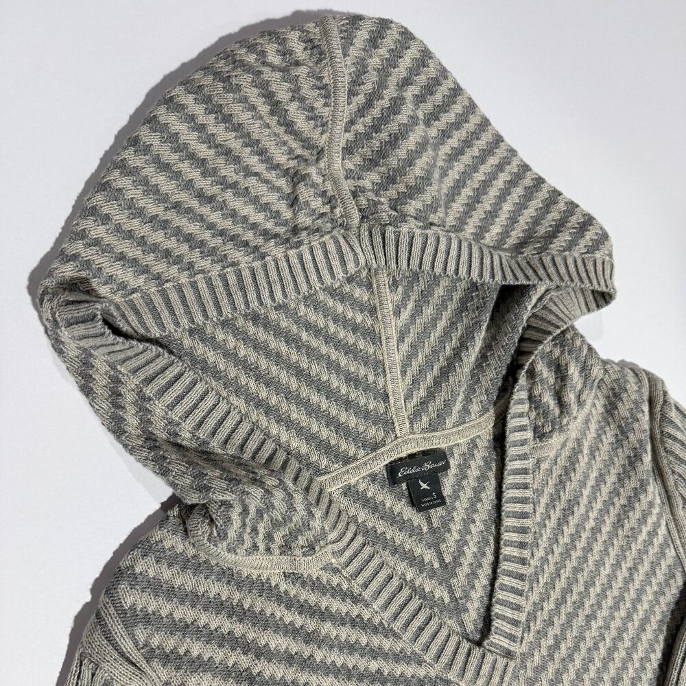 Eddie Bauer Lounge Heathered Gray Hooded V-Neck Cardigan Comfy & Relaxed Size S